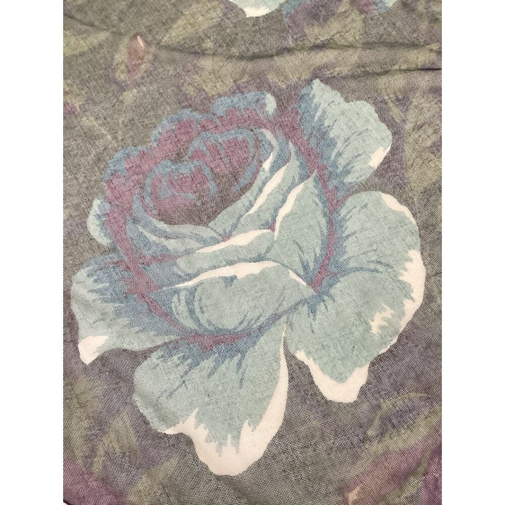 KENZO PARIS Purple Green Floral Cotton Veiled Scarf M.In Japan 44" - 42´´ E.C - Picture 9 of 10